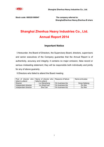 Thumbnail ZPMC (Shanghai Zhenhua Heavy Industries) Annual Report 2014
