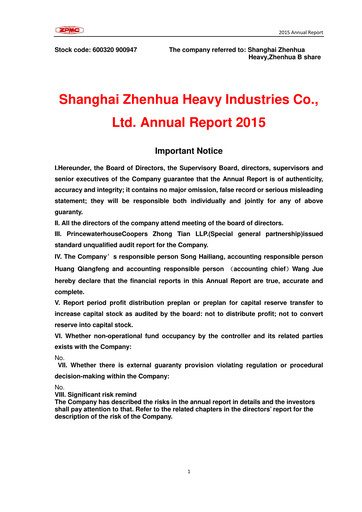 Thumbnail ZPMC (Shanghai Zhenhua Heavy Industries) Annual Report 2015