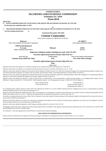Thumbnail Centene Annual Report 2022