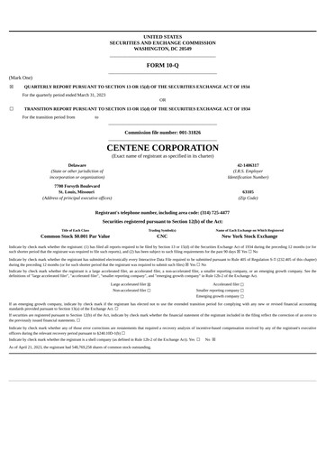 Thumbnail Centene Quarterly Report 2023-q1