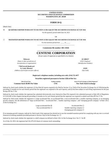 Thumbnail Centene Quarterly Report 2023-q2