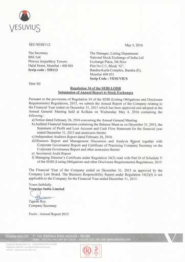 Thumbnail Vesuvius India
 Annual Report 2015