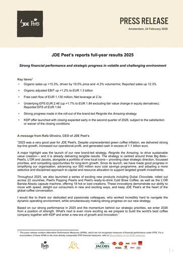 Miniature JDE Peet's Rapport financier 2025