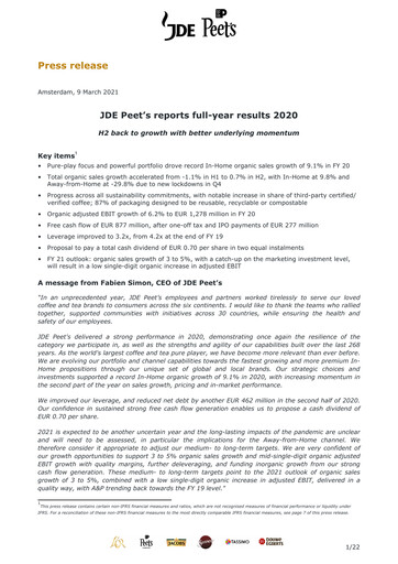 Thumbnail JDE Peet's Financial Statement 2020