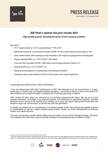 Thumbnail JDE Peet's Financial Statement 2021