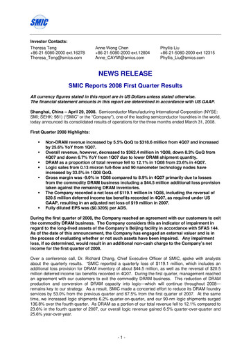 Thumbnail SMIC Quarterly Report 2008-q1