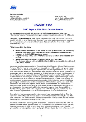 Thumbnail SMIC Quarterly Report 2008-q3