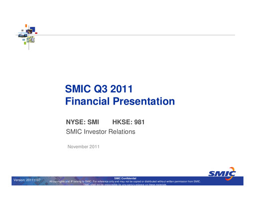 Thumbnail SMIC Quarterly Report 2011-q3