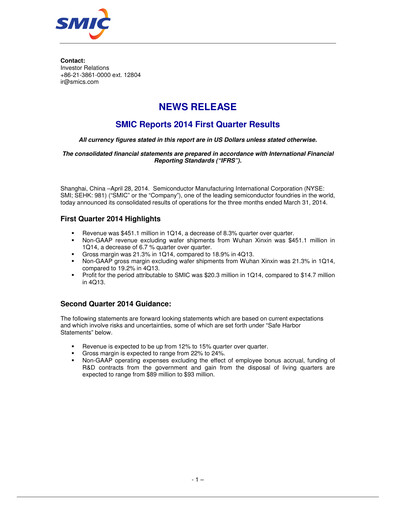 Thumbnail SMIC Quarterly Report 2014-q1
