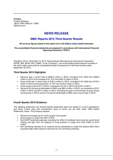 Thumbnail SMIC Quarterly Report 2015-q3