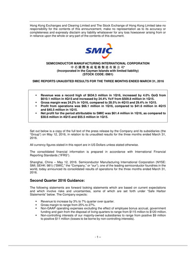 Thumbnail SMIC Quarterly Report 2016-q1
