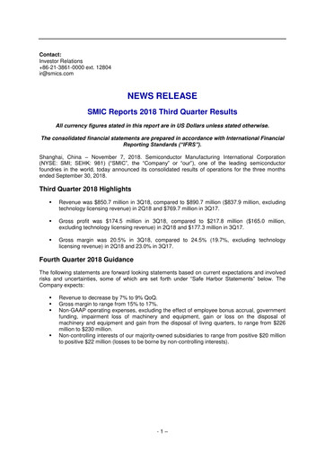 Thumbnail SMIC Quarterly Report 2018-q3