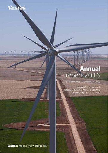 Thumbnail Vestas Wind Systems Annual Report 2016