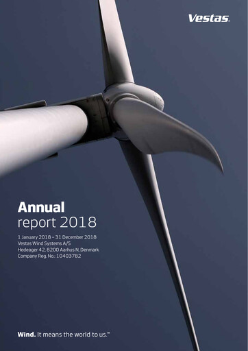 Thumbnail Vestas Wind Systems Annual Report 2018