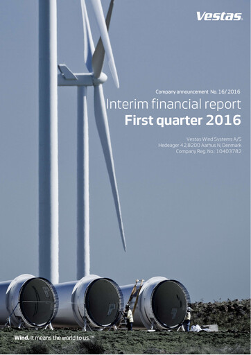 Thumbnail Vestas Wind Systems Quarterly Report 2016-q1