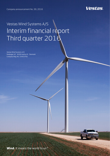 Thumbnail Vestas Wind Systems Quarterly Report 2016-q3