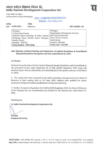 Vorschaubild India Tourism Development Corp Finanzbericht 2021-2022