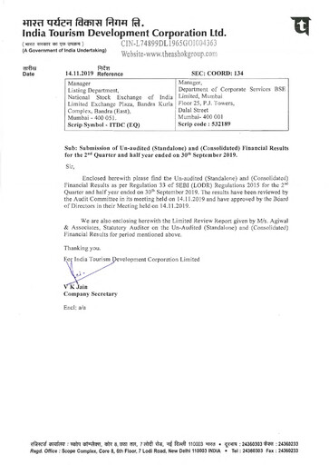 Vorschaubild India Tourism Development Corp Quartalsbericht 2019-q2