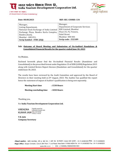 Thumbnail India Tourism Development Corp Quarterly Report 2023-q1
