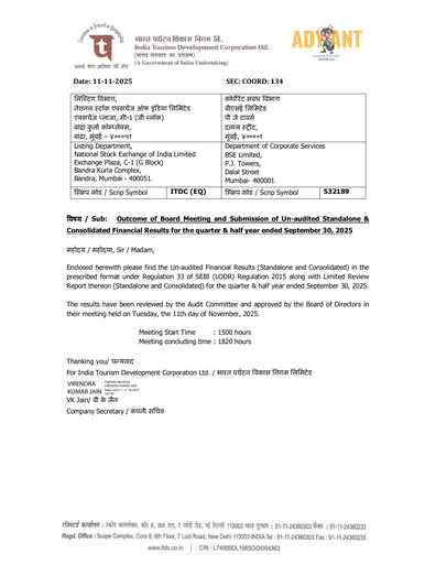 Vorschaubild India Tourism Development Corp Quartalsbericht 2025-q2