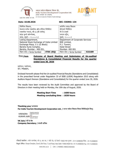 Thumbnail India Tourism Development Corp Quarterly Report 2026-q1
