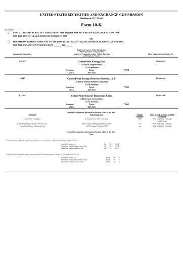 Thumbnail CenterPoint Energy
 Financial Report 2025