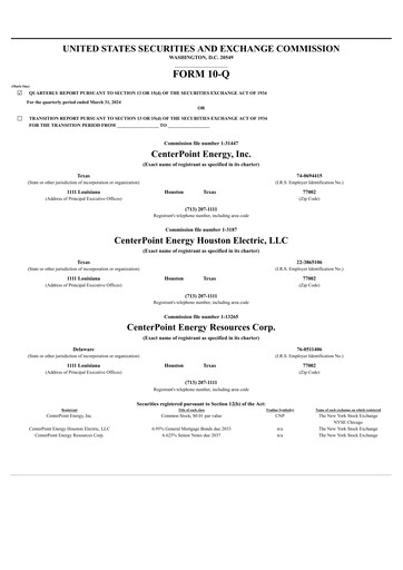 Vorschaubild CenterPoint Energy
 Quartalsbericht 2024-q1