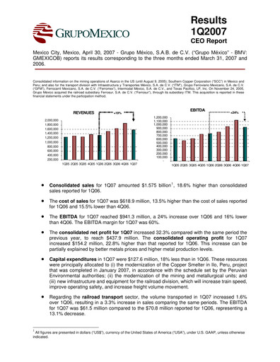 Thumbnail Grupo México
 Quarterly Report 2007-q1