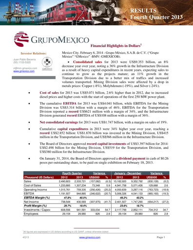 Thumbnail Grupo México
 Quarterly Report 2013-q4