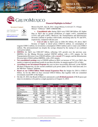Thumbnail Grupo México
 Quarterly Report 2014-q2