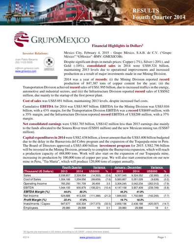 Thumbnail Grupo México
 Quarterly Report 2014-q4