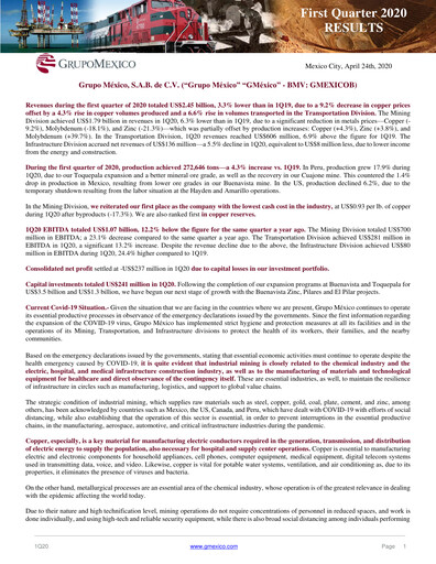 Thumbnail Grupo México
 Quarterly Report 2020-q1