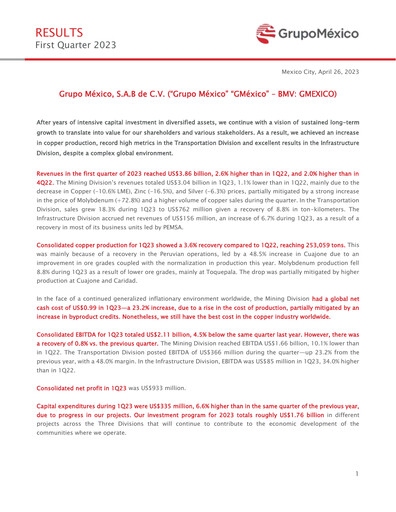 Thumbnail Grupo México
 Quarterly Report 2023-q1