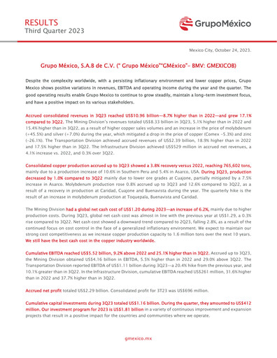 Thumbnail Grupo México
 Quarterly Report 2023-q3