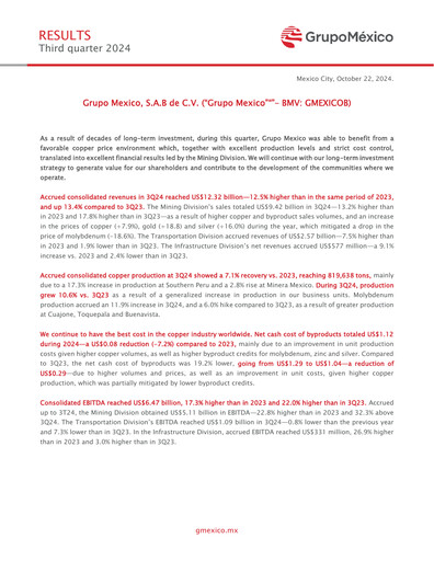 Thumbnail Grupo México
 Quarterly Report 2024-q3