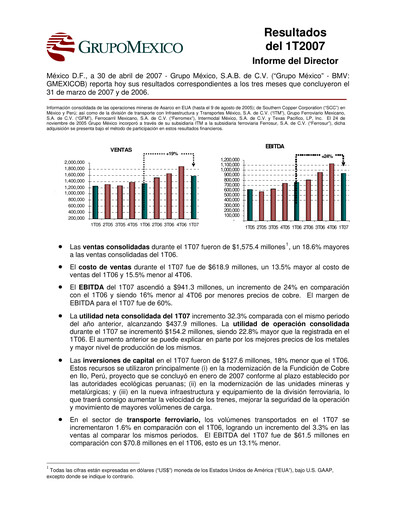 Thumbnail Grupo México
 Quarterly Report 2007-q1