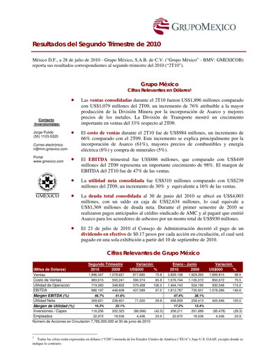 Thumbnail Grupo México
 Quarterly Report 2010-q2