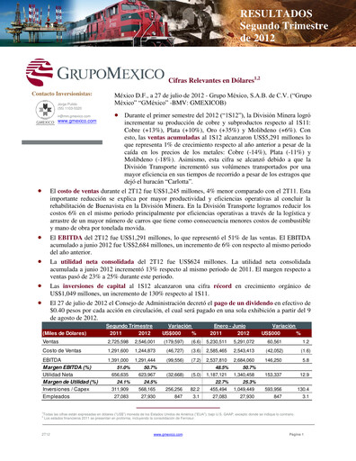 Thumbnail Grupo México
 Quarterly Report 2012-q2