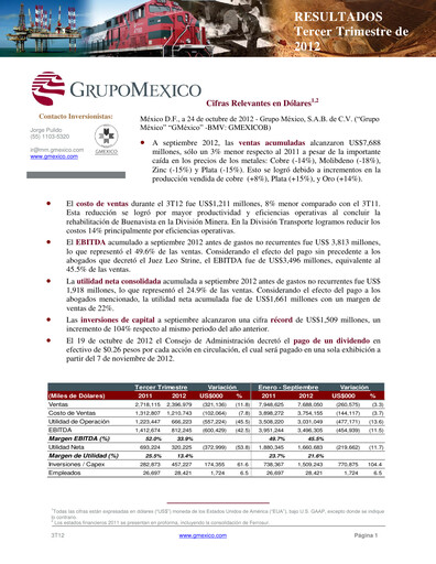 Thumbnail Grupo México
 Quarterly Report 2012-q3