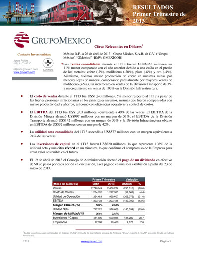Thumbnail Grupo México
 Quarterly Report 2013-q1