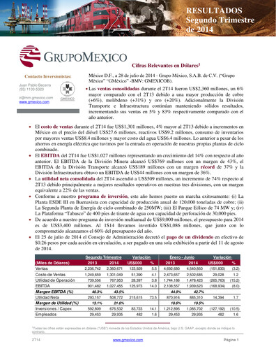 Thumbnail Grupo México
 Quarterly Report 2014-q2