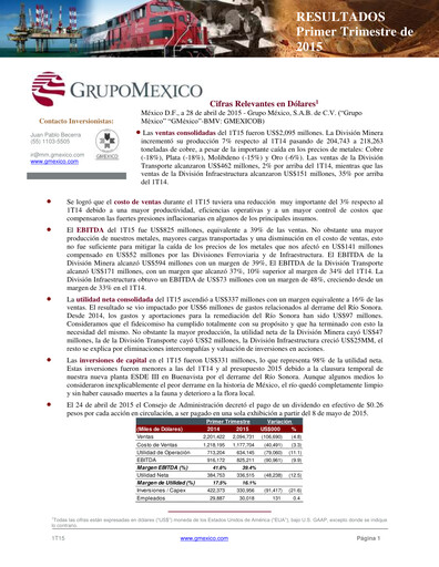 Thumbnail Grupo México
 Quarterly Report 2015-q1