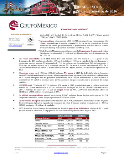 Thumbnail Grupo México
 Quarterly Report 2016-q1
