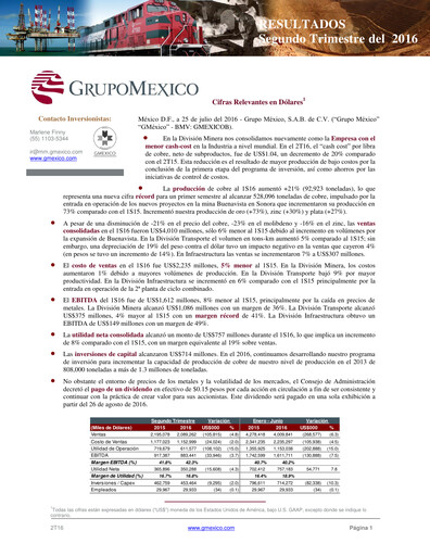 Thumbnail Grupo México
 Quarterly Report 2016-q2