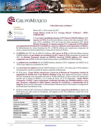 Thumbnail Grupo México
 Quarterly Report 2017-q3