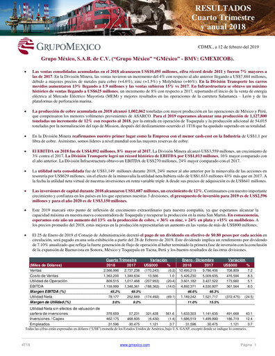 Thumbnail Grupo México
 Quarterly Report 2018-q4
