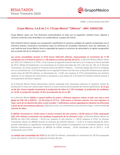 Thumbnail Grupo México
 Quarterly Report 2020-q3