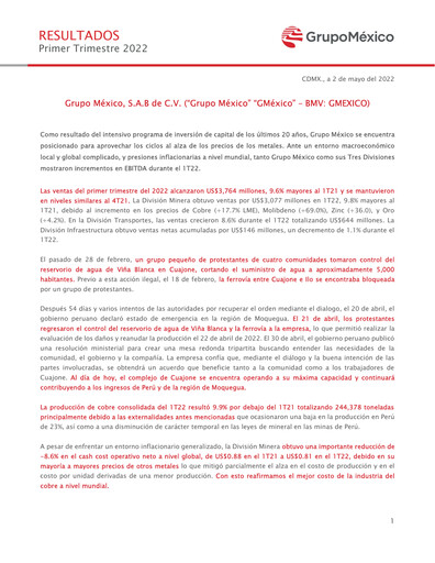 Thumbnail Grupo México
 Quarterly Report 2022-q1