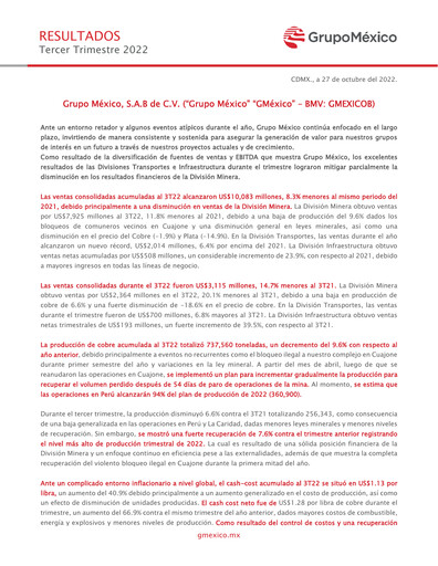 Thumbnail Grupo México
 Quarterly Report 2022-q3