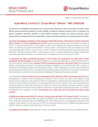 Thumbnail Grupo México
 Quarterly Report 2023-q3